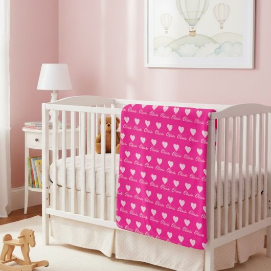 Heart Pattern Blanket for Girls – Personalized Sherpa Deken
