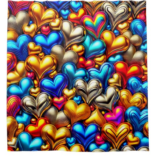 Heart Pattern Douchegordijn (Voorkant)