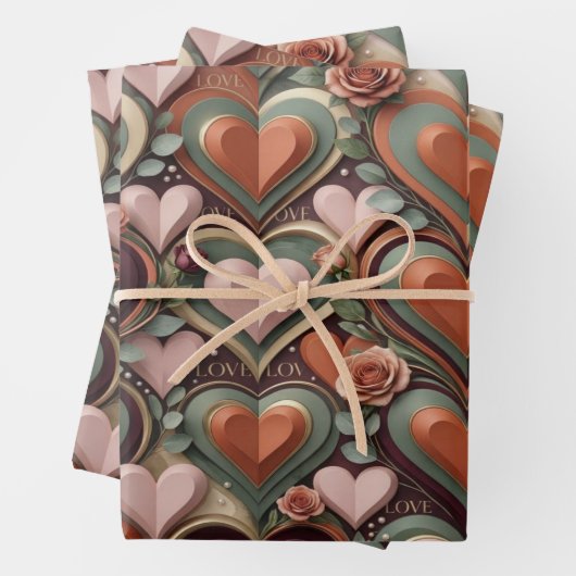 Heart Pattern Gift Wrap Inpakpapier Vel (In situ)