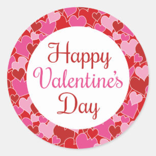 Heart Pattern Happy Valentine's Day Round Sticker