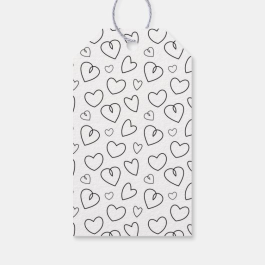 Heart Pattern Love Doodles Wedding for Gift Label Cadeaulabel (Achterkant)