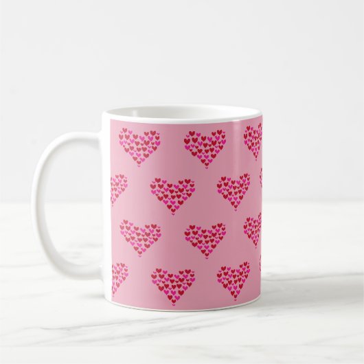 Heart Pattern Love Roze Grafisch Koffiemok (Links)