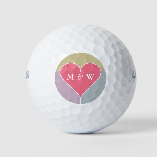 Heart Pattern monogram golfballen (Voorkant)