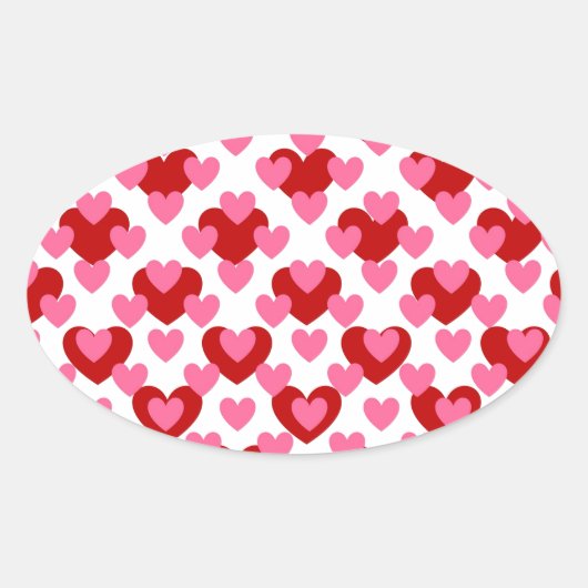 Heart Pattern Ovale Sticker (Voorkant)