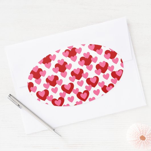Heart Pattern Ovale Sticker (Envelop)