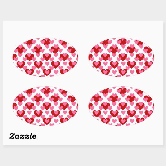 Heart Pattern Ovale Sticker (Vel)