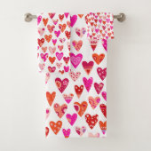 Heart Pattern Red Pink Modern Bad Handdoek (Insitu)