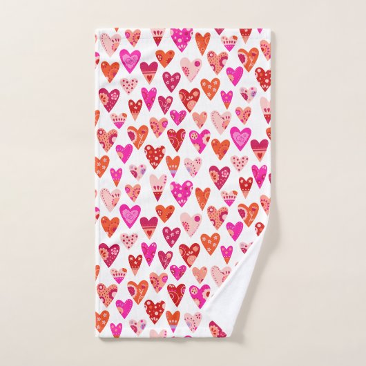 Heart Pattern Red Pink Modern Bad Handdoek (Handdoek)