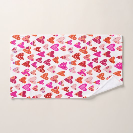Heart Pattern Red Pink Modern Bad Handdoek (Handdoek)