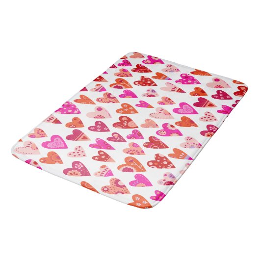 Heart Pattern Red Pink Modern Badmat (Gekanteld)