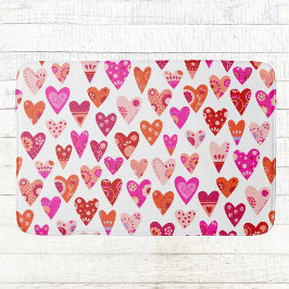 Heart Pattern Red Pink Modern Badmat