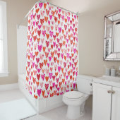 Heart Pattern Red Pink Modern Douchegordijn (In situ)