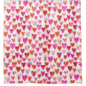 Heart Pattern Red Pink Modern Douchegordijn (Voorkant)