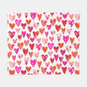 Heart Pattern Red Pink Modern Fleece Deken (Voorkant (Horizontaal))