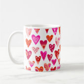 Heart Pattern Red Pink Modern Koffiemok (Links)
