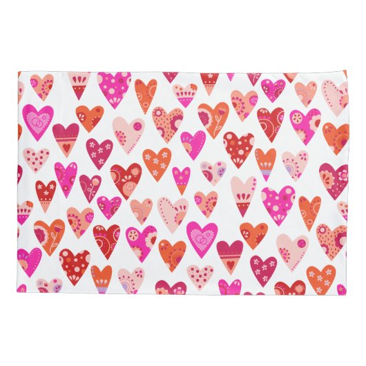 Heart Pattern Red Pink Modern Kussensloop (Achterkant-Links)