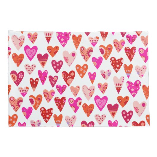 Heart Pattern Red Pink Modern Kussensloop (Achterkant-Rechts)