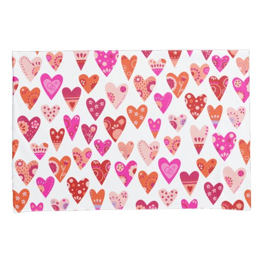 Heart Pattern Red Pink Modern Kussensloop (Voorkant-Rechts)