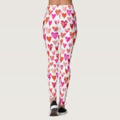 Heart Pattern Red Pink Modern Leggings (Achterkant)