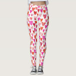 Heart Pattern Red Pink Modern Leggings<br><div class="desc">Modern hedendaags hartpatroon in rood,  roze en oranje. Helder en gelukkig leuk design. Originele kunst van Nic Squirrell.</div>