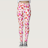 Heart Pattern Red Pink Modern Leggings (Voorkant)