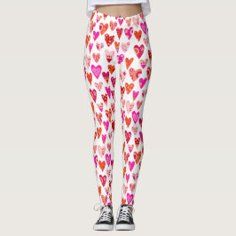 Heart Pattern Red Pink Modern Leggings