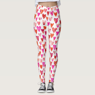 Heart Pattern Red Pink Modern Leggings