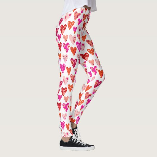 Heart Pattern Red Pink Modern Leggings (Rechts)