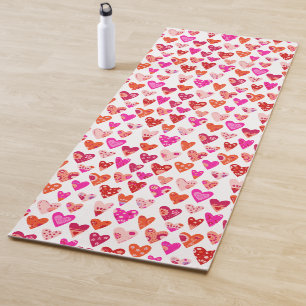 Heart Pattern Red Pink Modern Yogamat