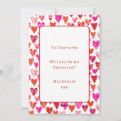 Heart Pattern Red Pink Valentijns Feestdagenkaart (Achterkant)