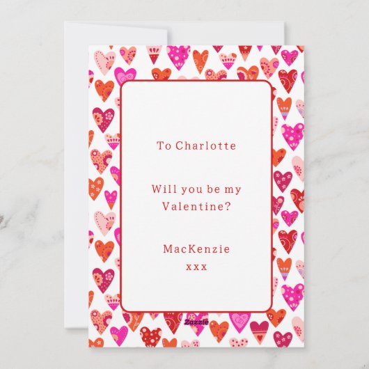 Heart Pattern Red Pink Valentijns Feestdagenkaart (Achterkant)