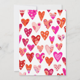 Heart Pattern Red Pink Valentijns Feestdagenkaart