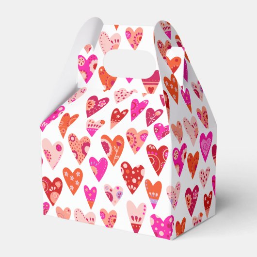 Heart Pattern Red Roze Bedankdoosjes (Voorkant Zijde)