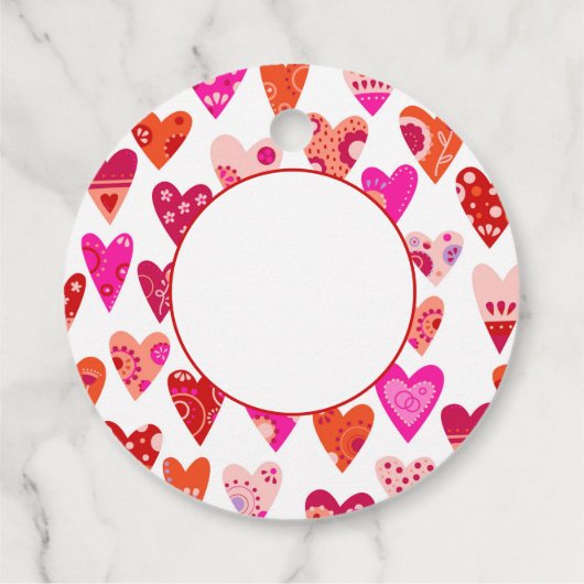 Heart Pattern Red Roze Bedankjes Labels (Achterkant)