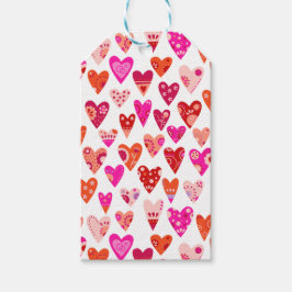 Heart Pattern Red Roze Cadeaulabel