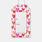 Heart Pattern Red Roze Cadeaulabel (Achterkant)