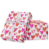 Heart Pattern Red Roze Cadeaupapier