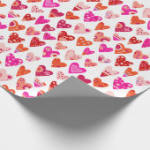 Heart Pattern Red Roze Cadeaupapier (Hoek)
