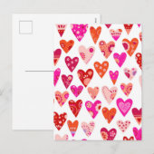 Heart Pattern Red Roze Feestdagenkaart (Voorkant / Achterkant)