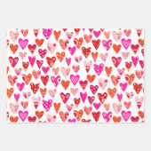 Heart Pattern Red Roze Inpakpapier Vel (Voorkant 2)