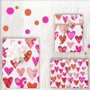 Heart Pattern Red Roze Inpakpapier Vel