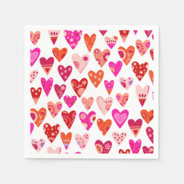 Heart Pattern Red Roze Servet