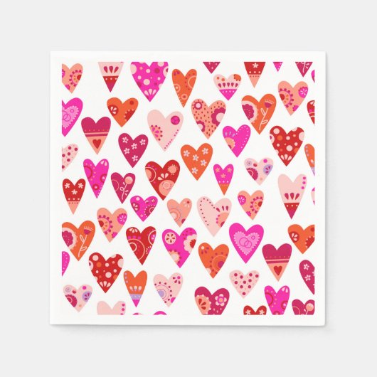 Heart Pattern Red Roze Servet (Voorkant)