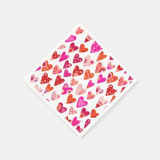 Heart Pattern Red Roze Servet (Hoek)
