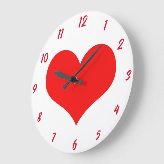 Heart Pattern Red White Cute Valentijnsdag Gift Grote Klok (Hoek)