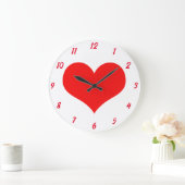 Heart Pattern Red White Cute Valentijnsdag Gift Grote Klok (Huis)