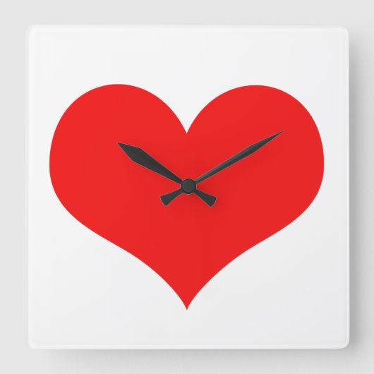 Heart Pattern Red White Cute Valentijnsdag Gift Vierkante Klok (Voorkant)