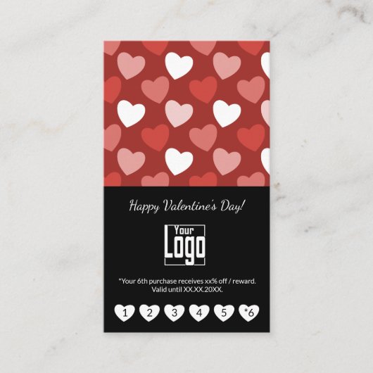 Heart Pattern Valentine's Day Portrait Format Klantenkaartje (Voorkant)