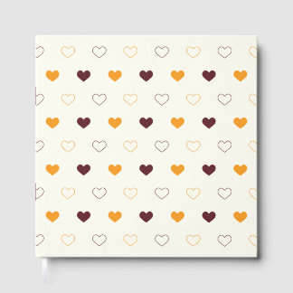 Heart Pattern with Orange & Brown Hearts Gastenboek