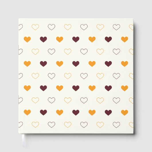 Heart Pattern with Orange & Brown Hearts Gastenboek (Voorkant)
